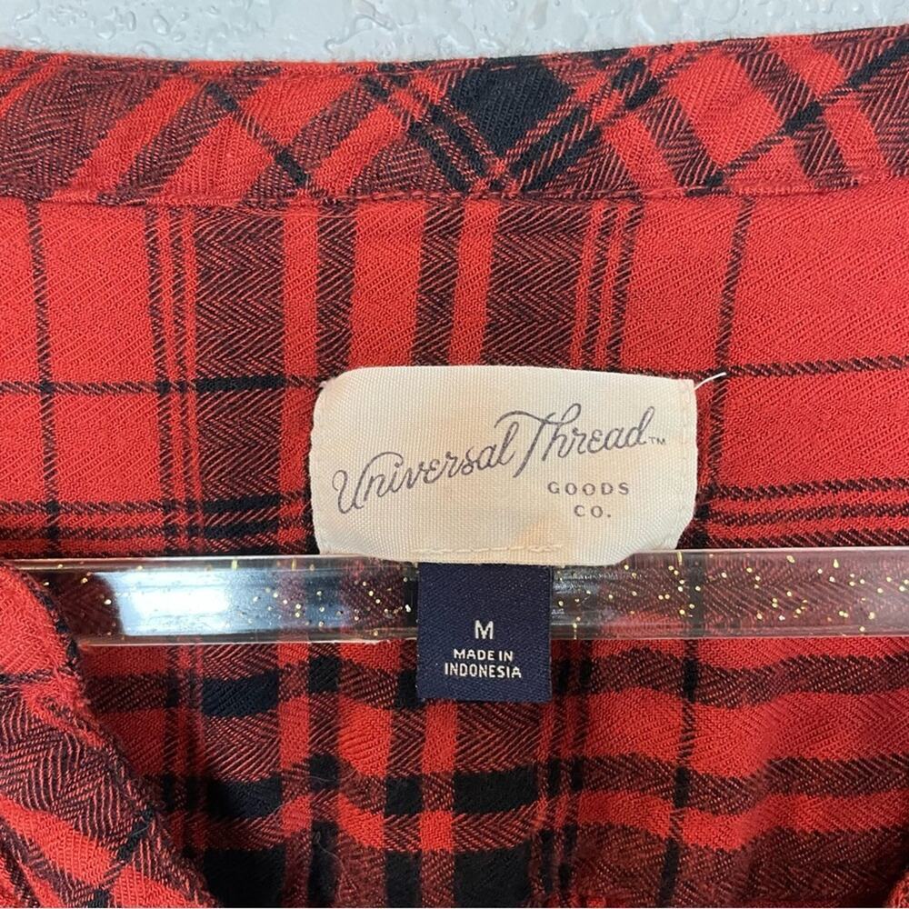 UNIVERSAL THREAD Burnt Orange & Black Plaid 1/4 Button Down Shirt Size M - Picture 5 of 7